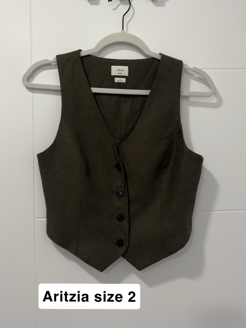 Aritzia Olive Green Vest - Size 2